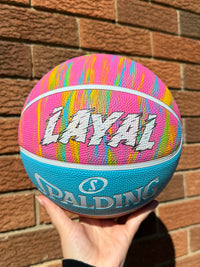 Load image into Gallery viewer, Personalised Spalding Rubber Basketball Pink Marble (Size 5, 6)
