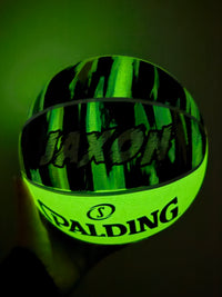 Load image into Gallery viewer, Personalised Spalding Blue Multi Marble Glow Rubber Basketball (Size 5, 6, 7)
