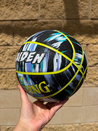 Load image into Gallery viewer, Personalised Spalding Rubber Basketball Lime Multi Marble (Size 5, 6, 7)
