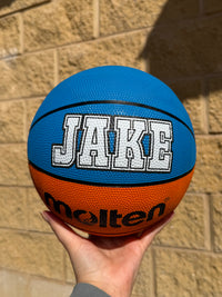 Load image into Gallery viewer, Personalised Molten BCR2 Orange/Cyan Rubber Basketball (Size 5)
