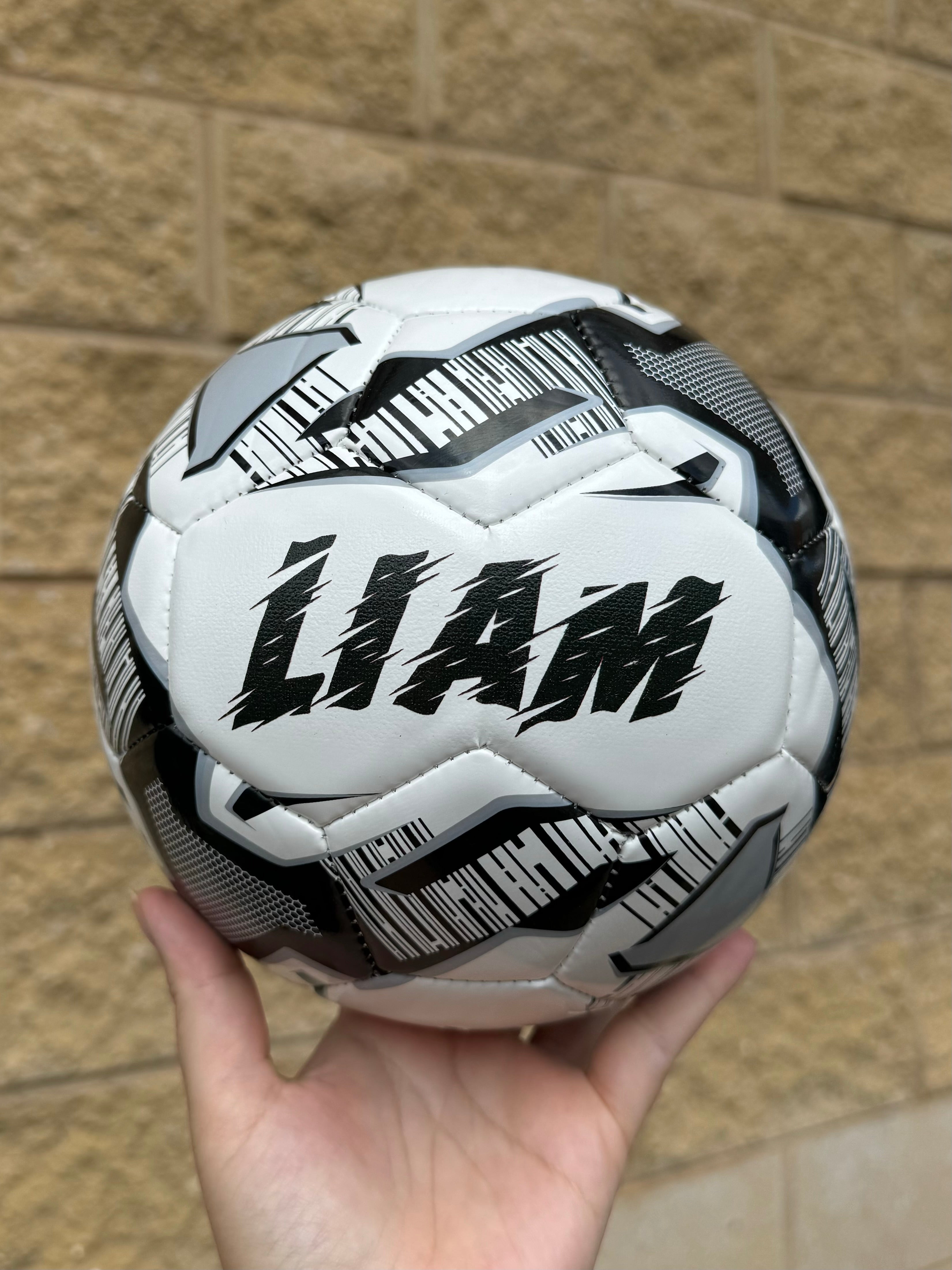 Personalised Mi-Ball Black Soccer Ball (Size 3, 4, 5)