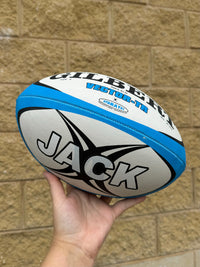 Load image into Gallery viewer, Personalised Gilbert Vector White/Blue Rugby Union Ball (Size 4)
