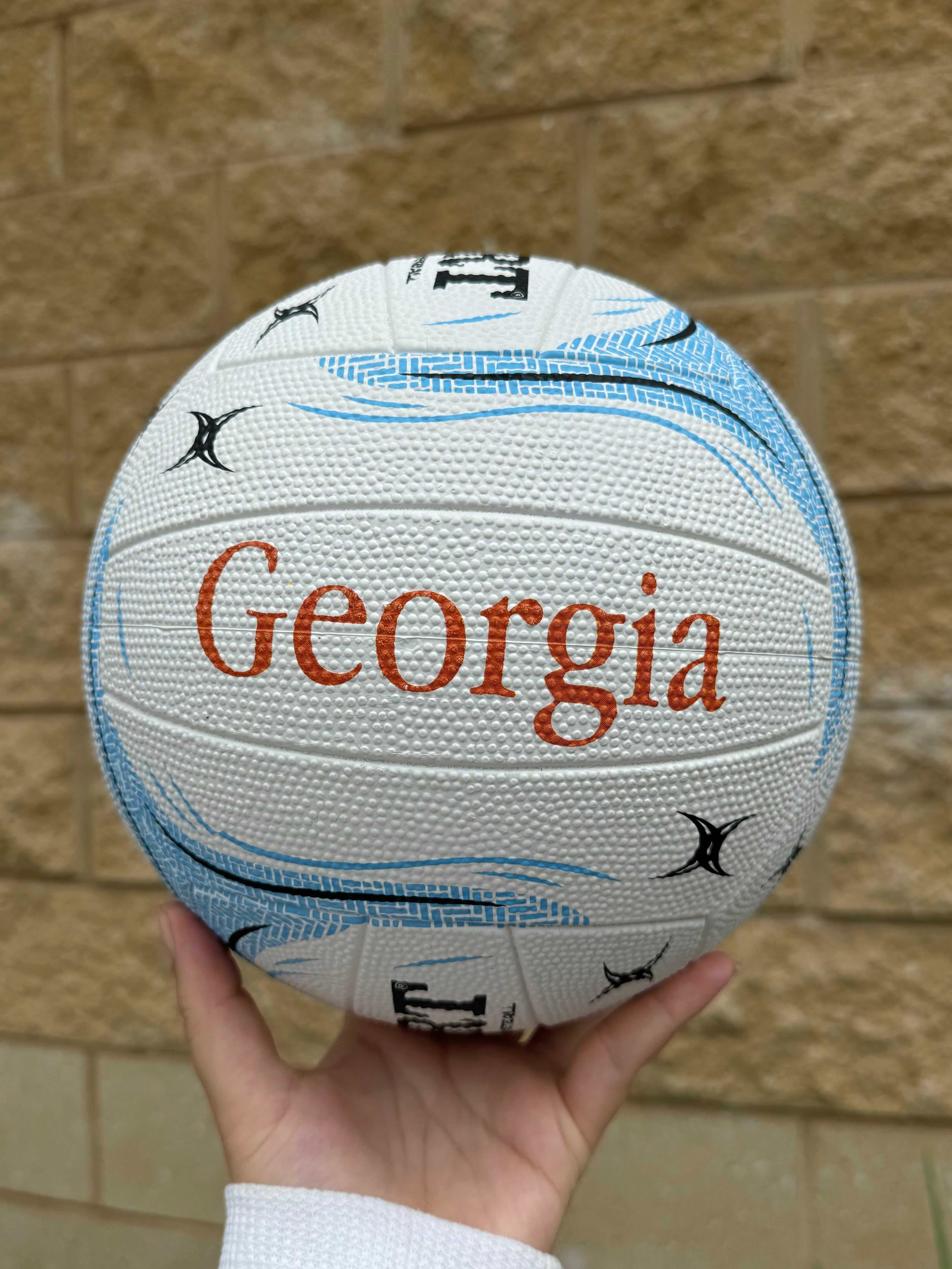 Personalised Gilbert Phoenix Netball White and Blue (SIZE 4, 5)