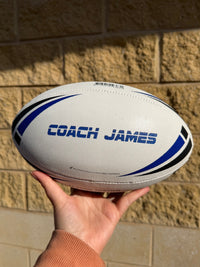 Load image into Gallery viewer, Personalised White/Blue Steeden Rugby League Balls (Mod Size)
