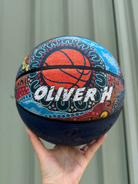 Load image into Gallery viewer, Personalised Spalding NBL Blue Indigenous Basketball (Size 5)
