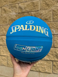 Load image into Gallery viewer, Personalised Spalding Rubber Blue Highlight Rush Basketball (Size 5, 6, 7)
