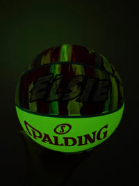 Load image into Gallery viewer, Personalised Spalding Pink Multi Marble Glow Rubber Basketball (Size 5, 6)

