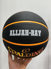 Load image into Gallery viewer, Personalised Spalding Rubber Black/Orange Highlight Foil Basketball (Size 6, 7)
