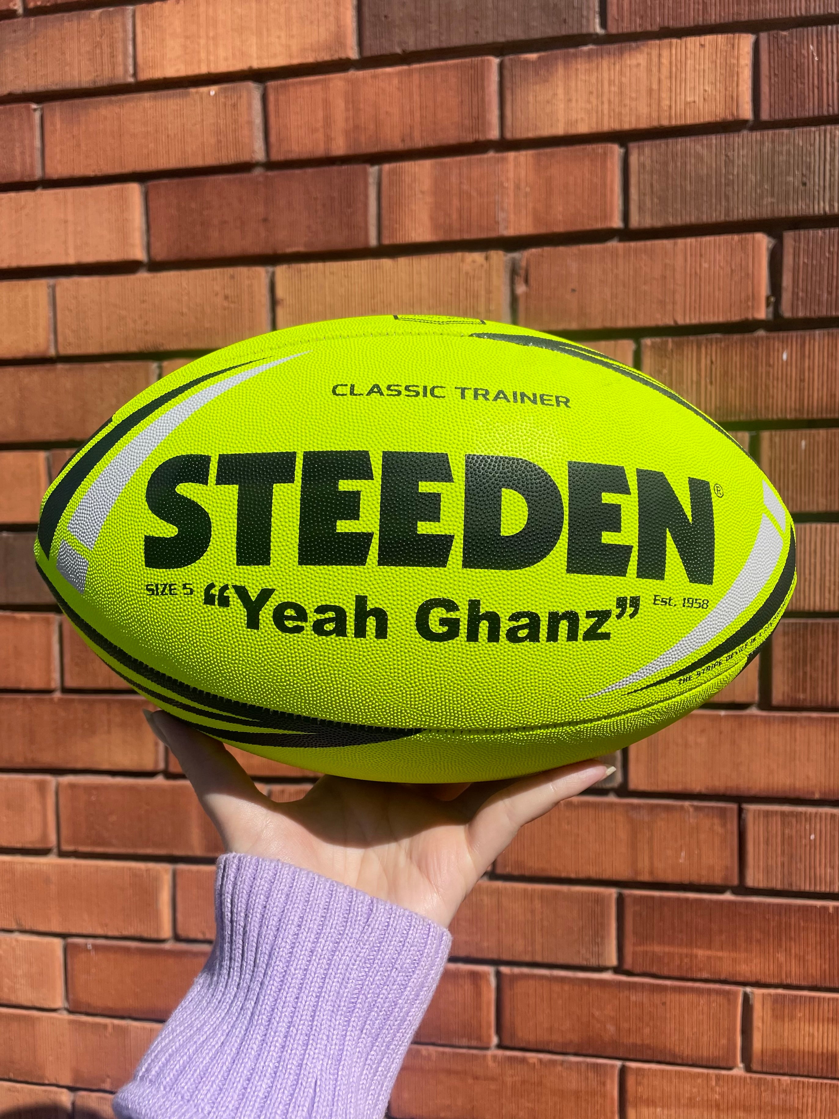 Personalised Yellow Steeden Rugby League Balls (Size 5)