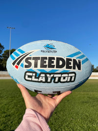 Load image into Gallery viewer, Personalised Cronulla Sharks Official NRL Ball (Size 5)
