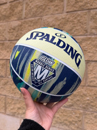Load image into Gallery viewer, Personalised Spalding Blue Multi Marble Glow Rubber Basketball (Size 5, 6, 7)
