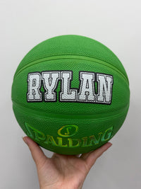 Load image into Gallery viewer, Personalised Spalding Rubber Green Highlight Rush Basketball (Size 6, 7)
