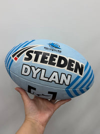 Load image into Gallery viewer, Personalised Cronulla Sharks Official NRL Ball (Size 5)
