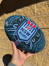 Load image into Gallery viewer, Personalised Indigenous NSW Blues Official NRL Ball (Size 5)
