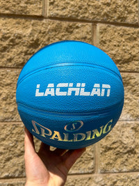 Load image into Gallery viewer, Personalised Spalding Rubber Blue Highlight Rush Basketball (Size 5, 6, 7)
