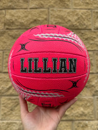 Load image into Gallery viewer, Personalised Gilbert Pink Spectra Netball (SIZE 5)
