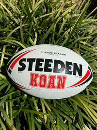 Load image into Gallery viewer, Personalised White &amp; Red Steeden Rugby League (size 5)
