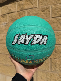 Load image into Gallery viewer, Personalised Spalding Rubber Teal Highlight Rush Basketball (Size 5, 6)
