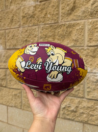 Load image into Gallery viewer, Personalised Limited Edition Brisbane Broncos Mascot Official NRL Ball (Size 3)
