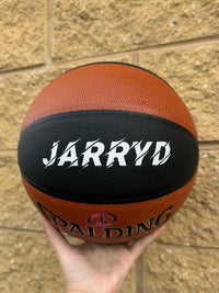 Load image into Gallery viewer, Personalised Spalding Composite Leather Black/Orange TF-250 Basketball (Size 5, 6, 7)
