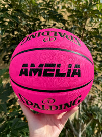 Load image into Gallery viewer, Personalised Pink Composite Leather Spalding Basketball (Size 6)
