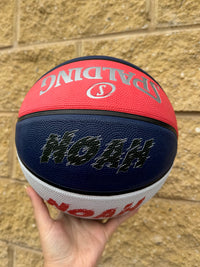 Load image into Gallery viewer, Personalised Spalding Rubber Basketball Red/White/Blue TF-150 (Size 5)

