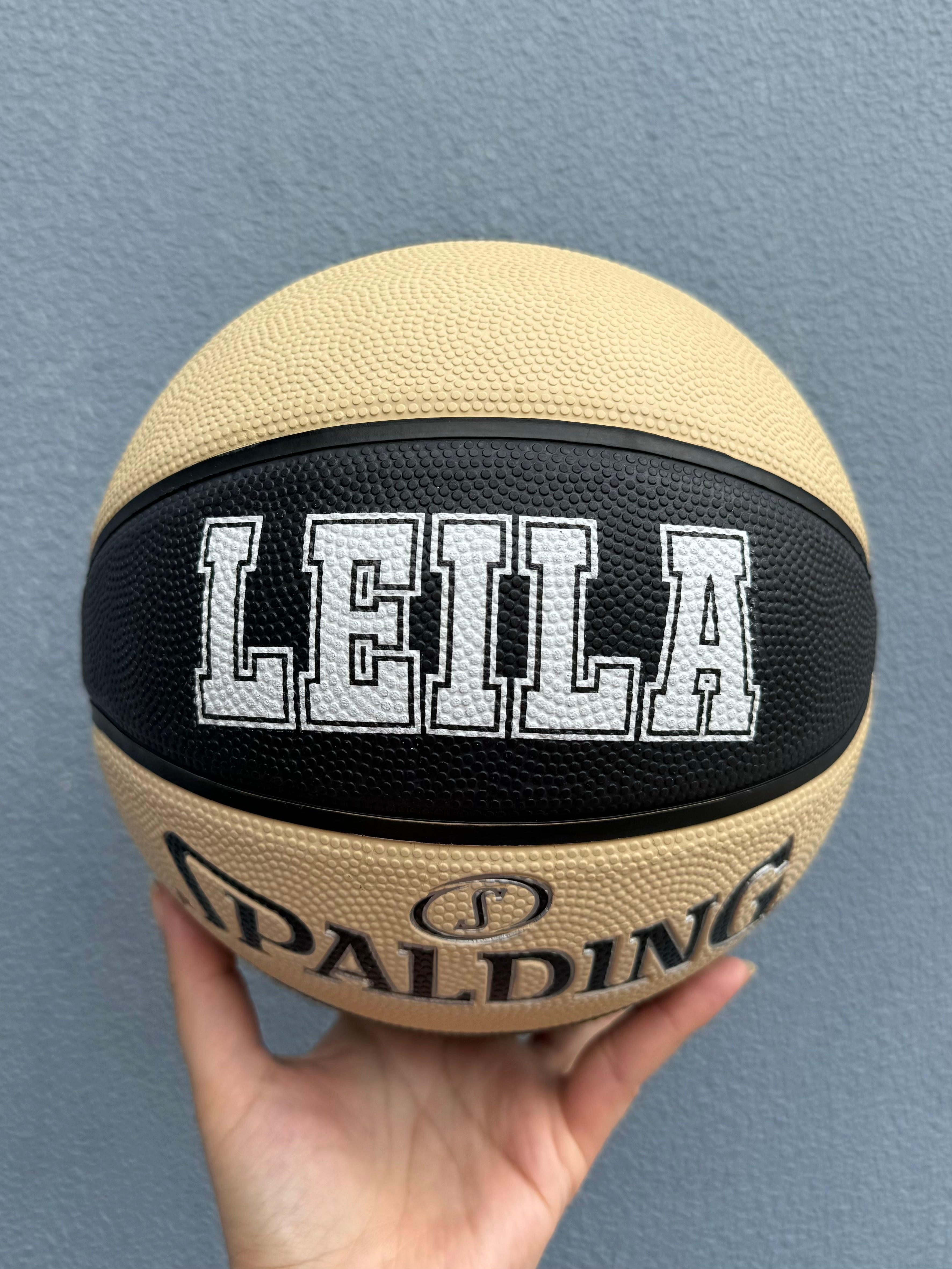 Personalised Spalding Rubber Black and Oatmeal Basketball TF-150 (Size 4)