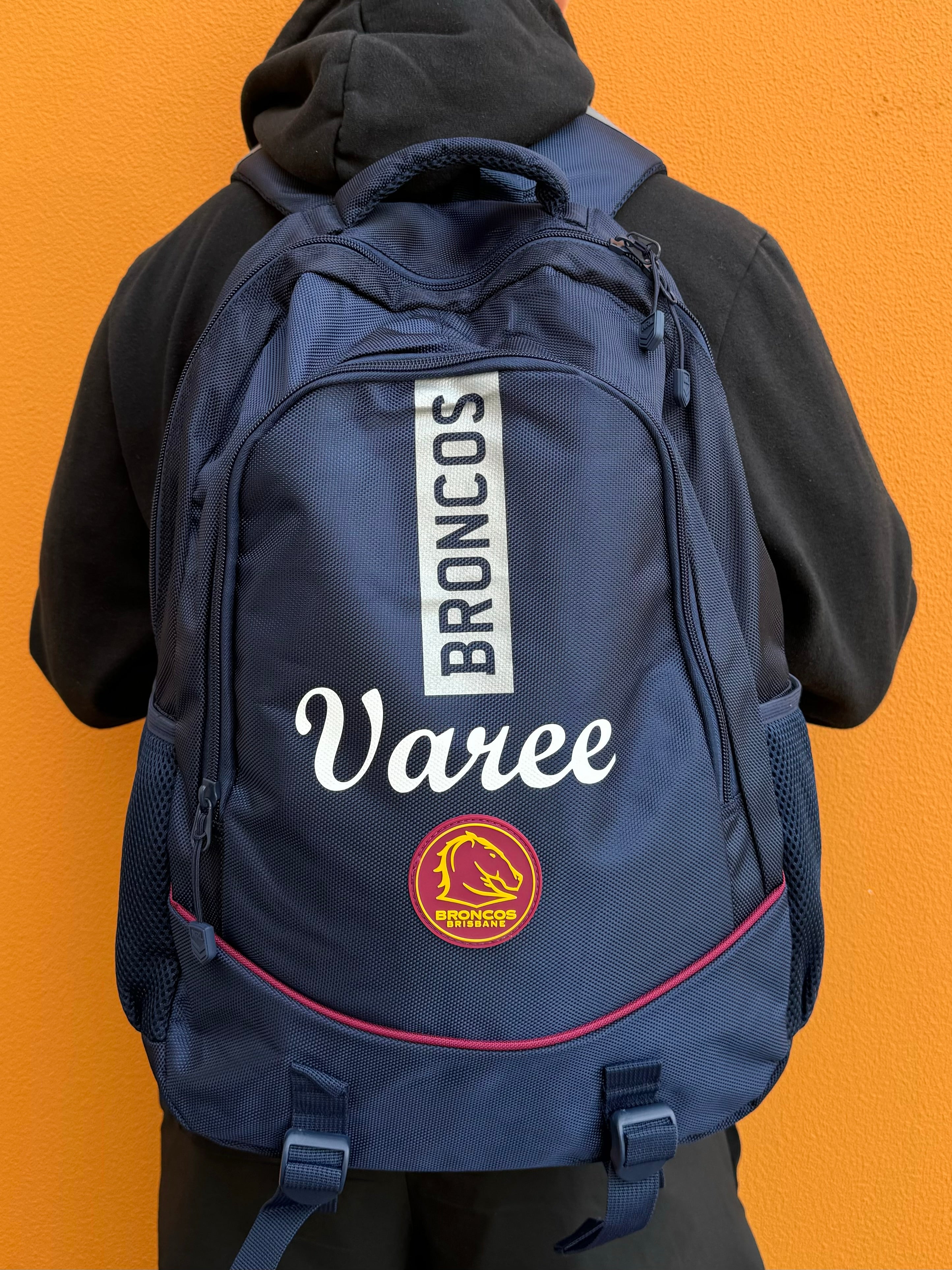 Personalised Brisbane Broncos Official NRL Backpack
