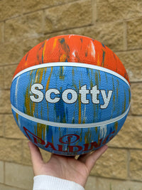 Load image into Gallery viewer, Personalised Spalding Rubber Basketball Rocky Desert Orange Marble (Size 6, 7)
