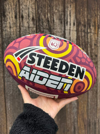 Load image into Gallery viewer, Personalised Indigenous QLD Maroons Official NRL Ball (size 5)
