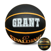 Load image into Gallery viewer, Personalised Spalding Rubber Black/Orange Highlight Foil Basketball (Size 6, 7)
