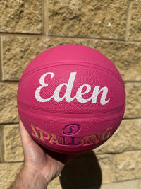 Load image into Gallery viewer, Personalised Spalding Rubber Pink Highlight Rush Basketball (Size 5, 6)
