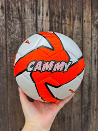 Load image into Gallery viewer, Personalised Deploy Orange Soccer Ball (Size 3, 4, 5)
