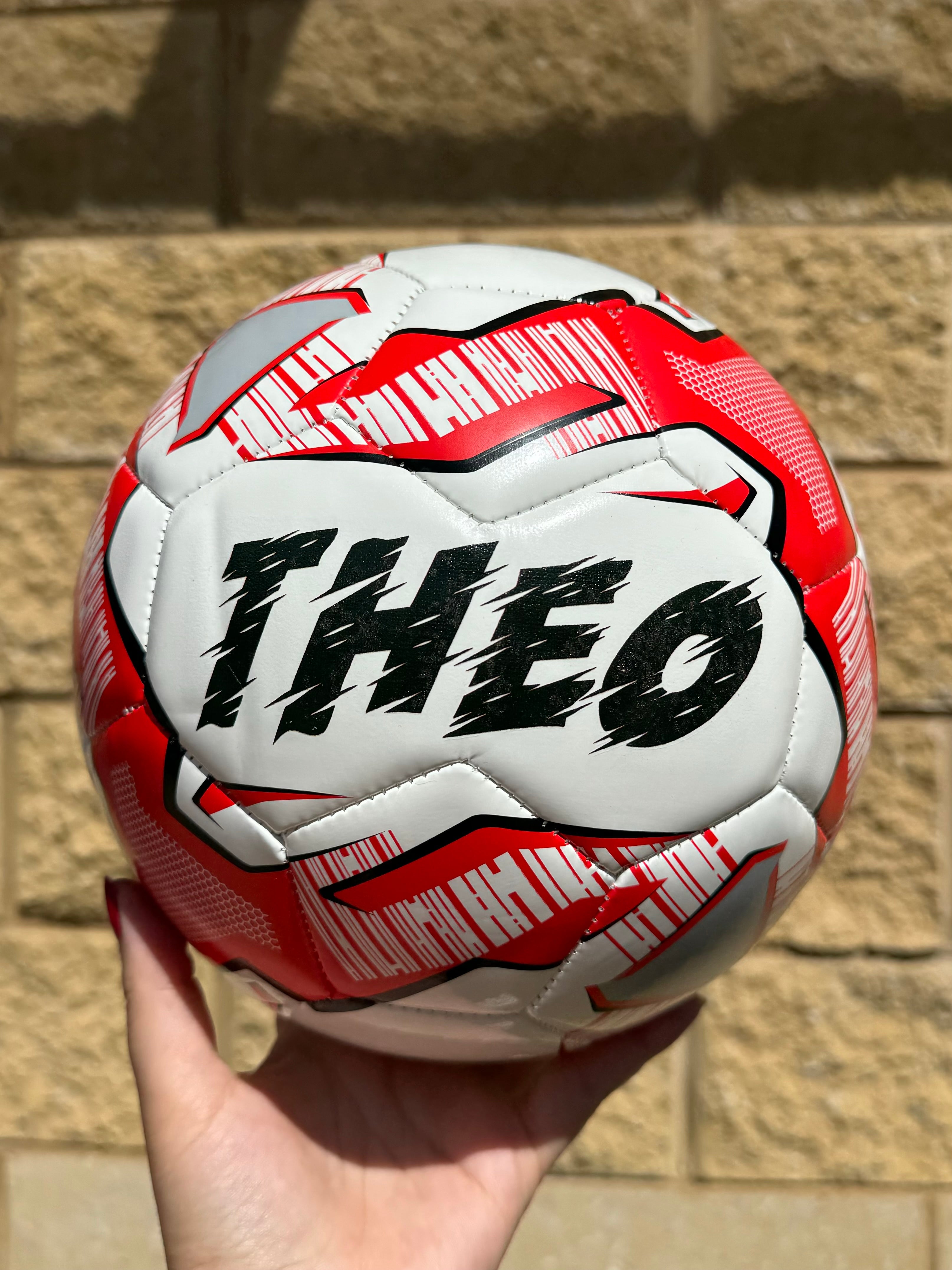 Personalised Mi-Ball Red Soccer Ball (Size 3, 4, 5)