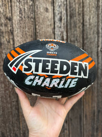 Load image into Gallery viewer, Personalised Wests Tigers Official NRL Ball (11inch mini ball)
