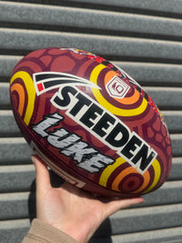 Load image into Gallery viewer, Personalised Indigenous QLD Maroons Official NRL Ball (size 5)
