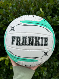 Load image into Gallery viewer, Personalised Gilbert Exo White and Teal Netball (SIZE 4, 5)
