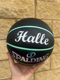 Load image into Gallery viewer, Personalised Spalding Rubber Black/Mint Highlight Foil Basketball (Size 5, 6)
