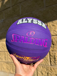 Load image into Gallery viewer, Personalised Spalding Rubber Purple Highlight Rush Basketball (Size 5, 6)
