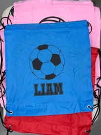 Load image into Gallery viewer, Personalised Soccer Drawstring Bag
