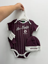 Load image into Gallery viewer, Personalised Manly Sea Eagles NRL Lullaby 3pc Baby Gift Set
