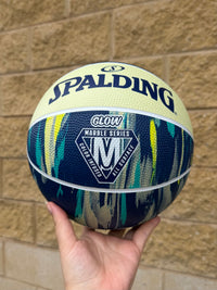 Load image into Gallery viewer, Personalised Spalding Blue Multi Marble Glow Rubber Basketball (Size 5, 6, 7)

