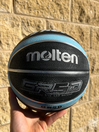 Load image into Gallery viewer, Personalised Molten GRX Black/Light Blue Rubber Basketball (Size 5)
