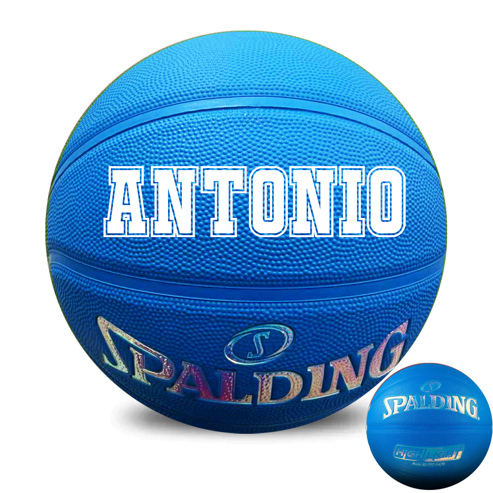 Personalised Spalding Rubber Blue Highlight Rush Basketball (Size 5, 6, 7)