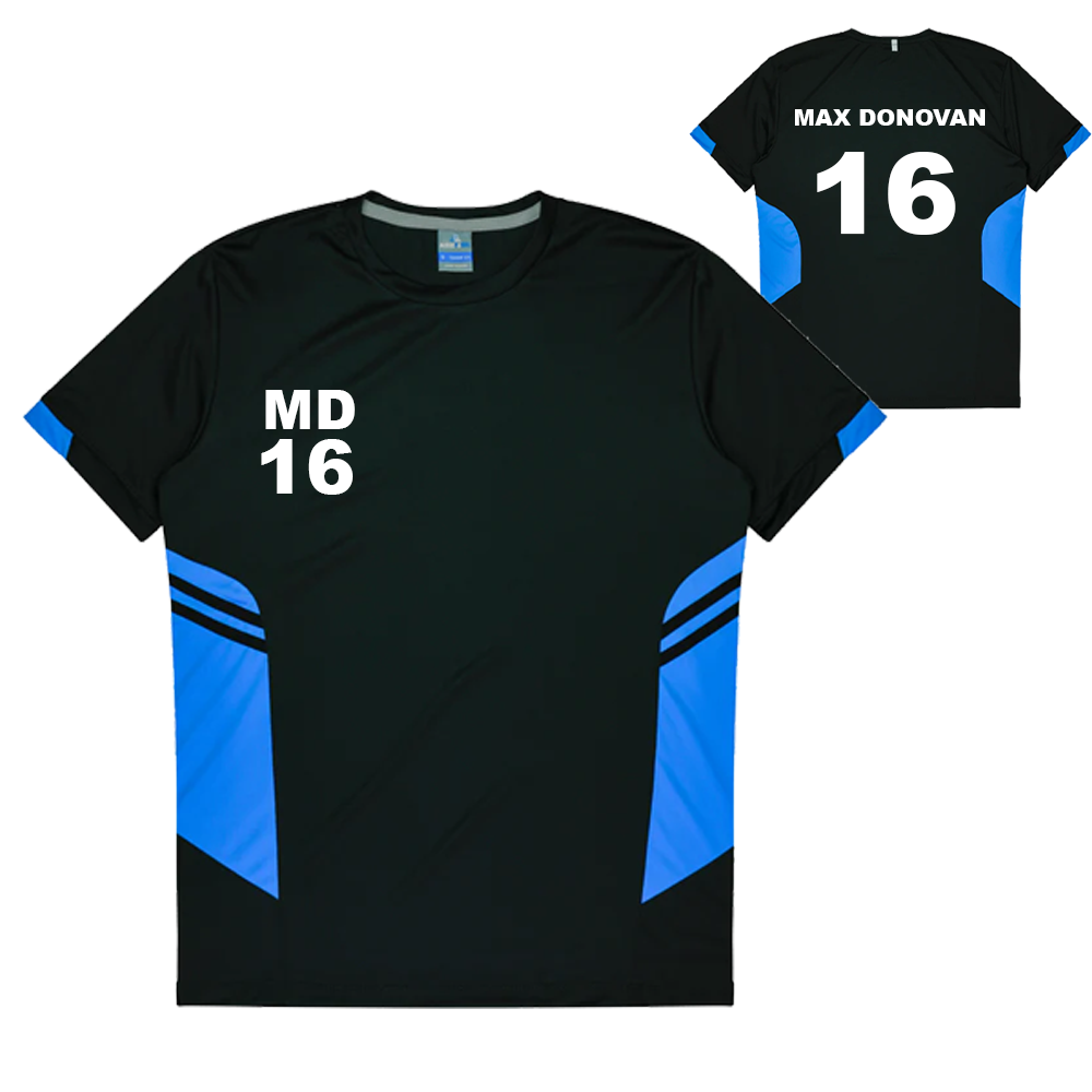 Personalised Black and Cyan Training Shirt - Kids