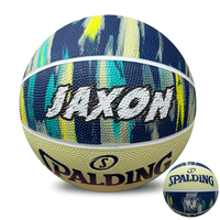 Load image into Gallery viewer, Personalised Spalding Blue Multi Marble Glow Rubber Basketball (Size 5, 6, 7)
