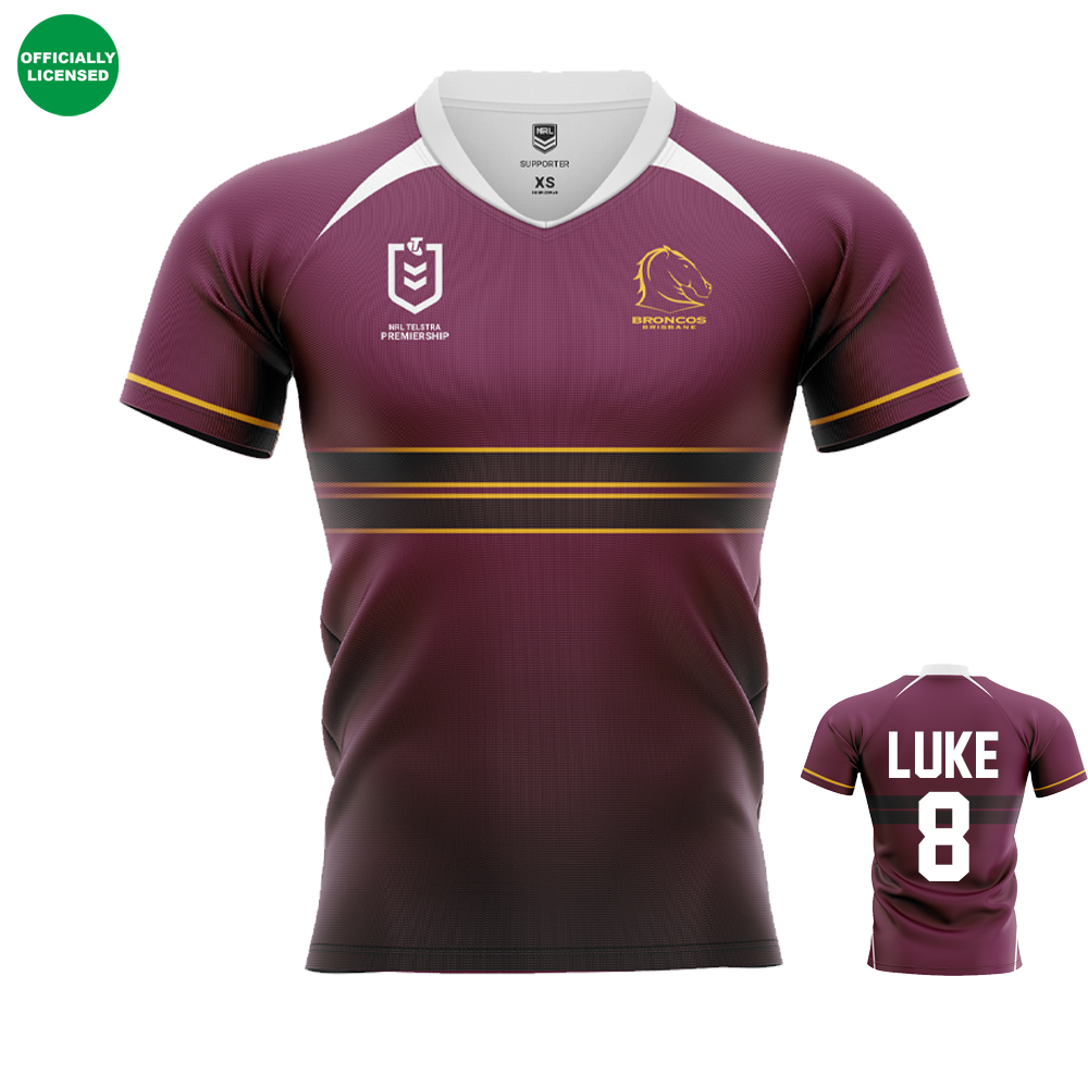 Personalised Brisbane Broncos NRL Jersey