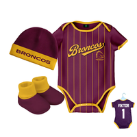 Load image into Gallery viewer, Personalised Brisbane Broncos NRL Lullaby 3pc Baby Gift Set
