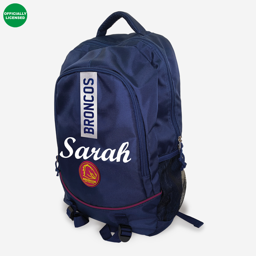 Personalised Brisbane Broncos Official NRL Backpack