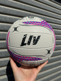 Load image into Gallery viewer, Personalised Gilbert White Spectra Netball (SIZE 4, 5)
